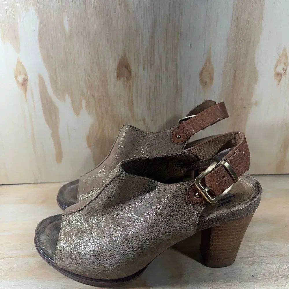Sofft Cidra Metallic Taupe Open-Toe Slingback Heels Women’s Size 9